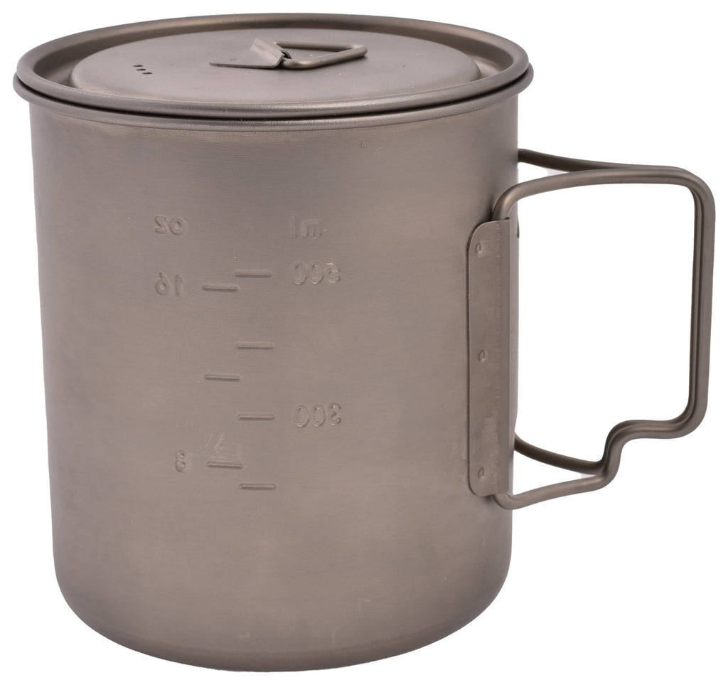 Olicamp Titanium Space Saver Mug with Lid, Nests Nalgene Bottle Inside, Lightweight and Compact, Perfect for Camping and Backpacking, 750mL - Pick 305