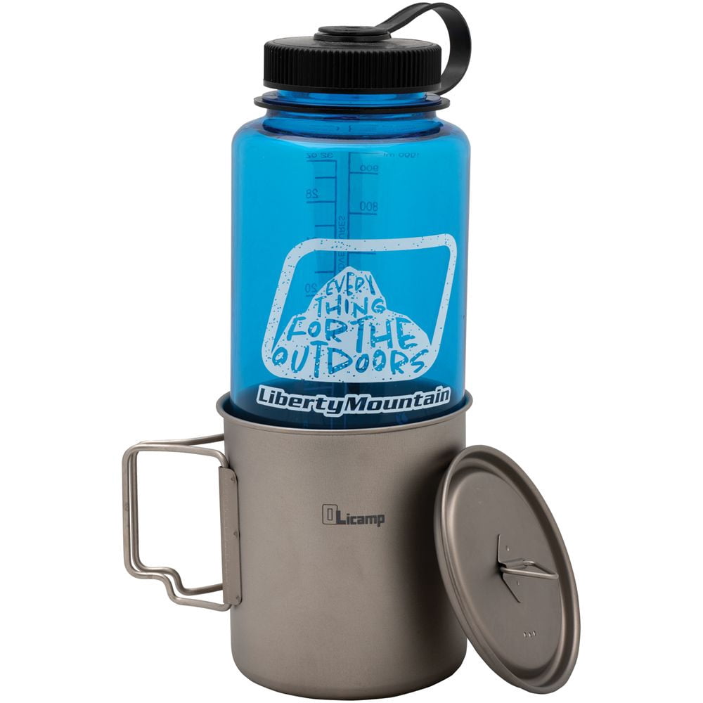 Olicamp Titanium Space Saver Mug with Lid, Nests Nalgene Bottle Inside, Lightweight and Compact, Perfect for Camping and Backpacking, 750mL - Pick 305