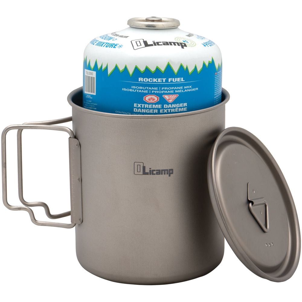 Olicamp Titanium Space Saver Mug with Lid, Nests Nalgene Bottle Inside, Lightweight and Compact, Perfect for Camping and Backpacking, 750mL - Pick 305