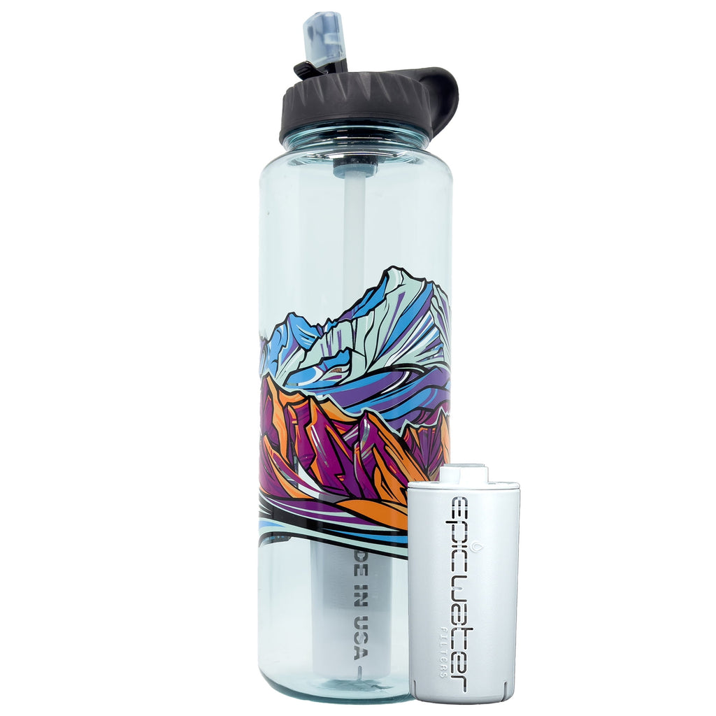Epic Water Filters Nalgene OG Sustain Tritan USA Made Water Bottle and 75 Gallon Filter - Removes 99.99% of Water Impurities, 32oz, Leggitt Art - Pick 553