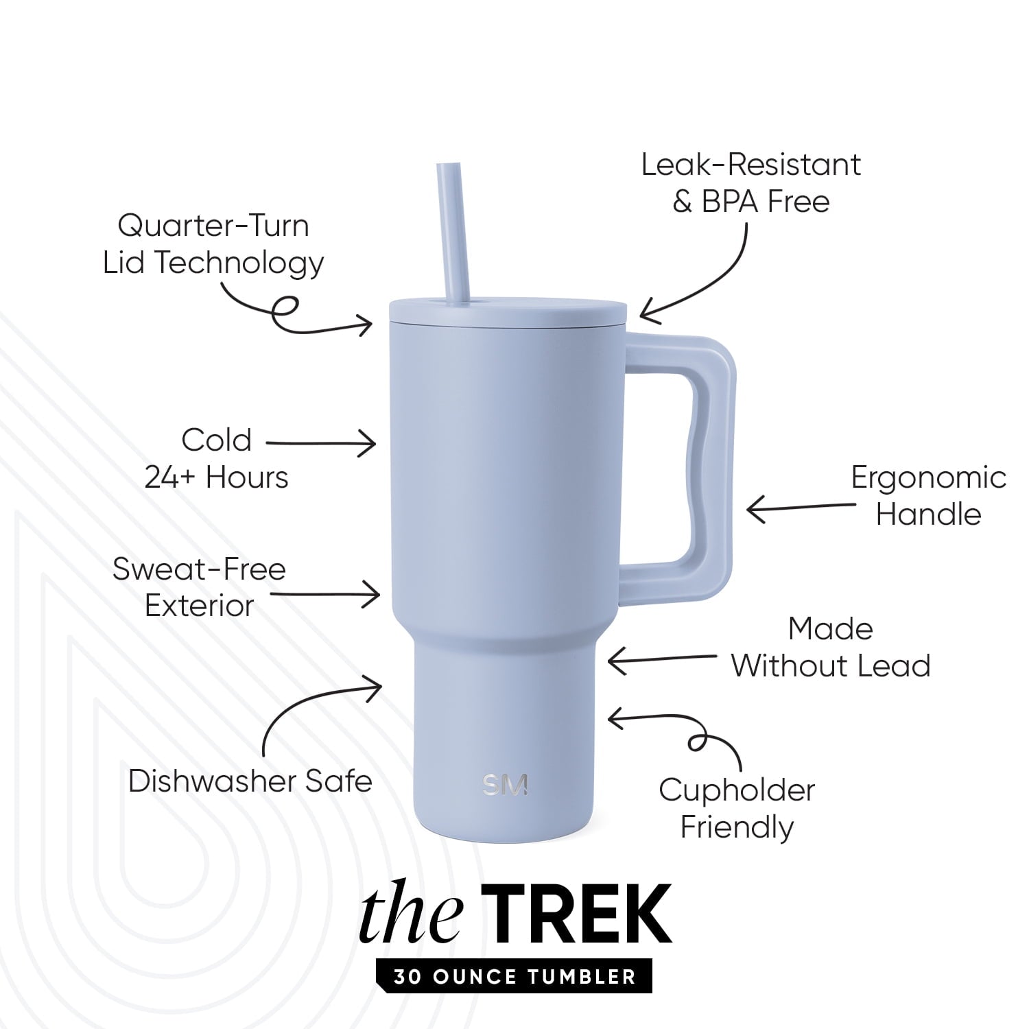 Simple Modern 30 fl oz Insulated Stainless Steel Trek Tumbler with Straw Lid | Seaglass Sage and Cream Checkmate - Pick 125