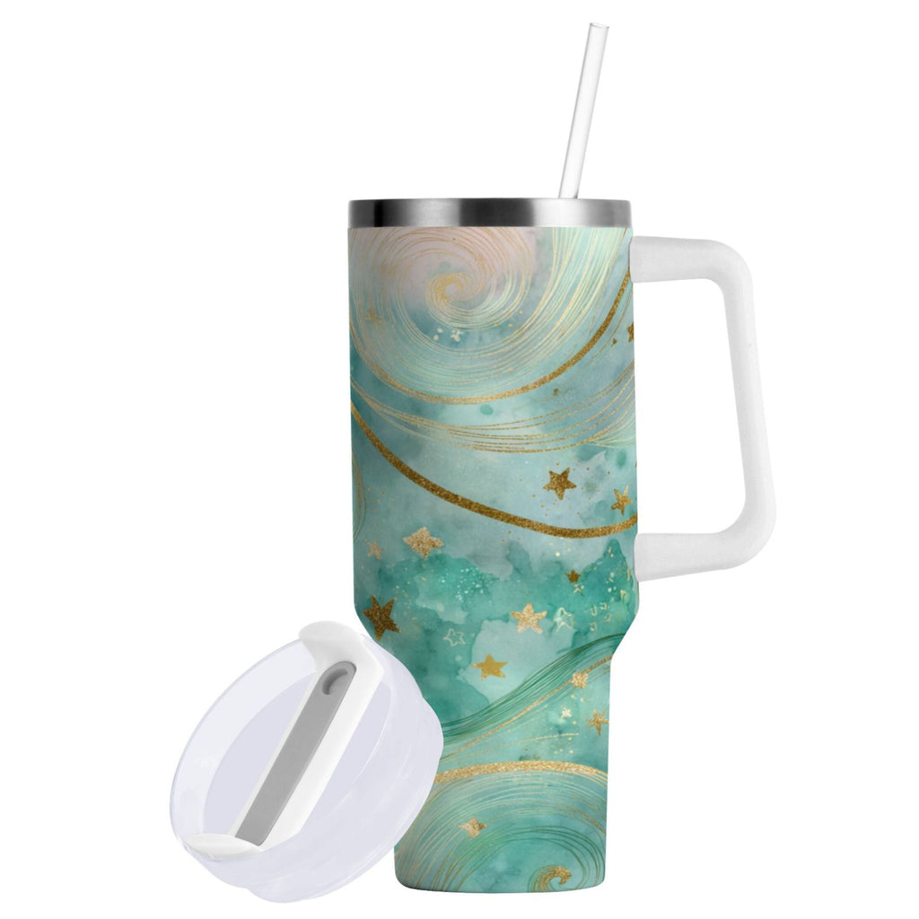 30 oz Insulated Stainless Steel Tumbler Double Wall Stainless Steel Tumbler with 2-Way Drinking Beautiful Swirling Lines - Pick 176