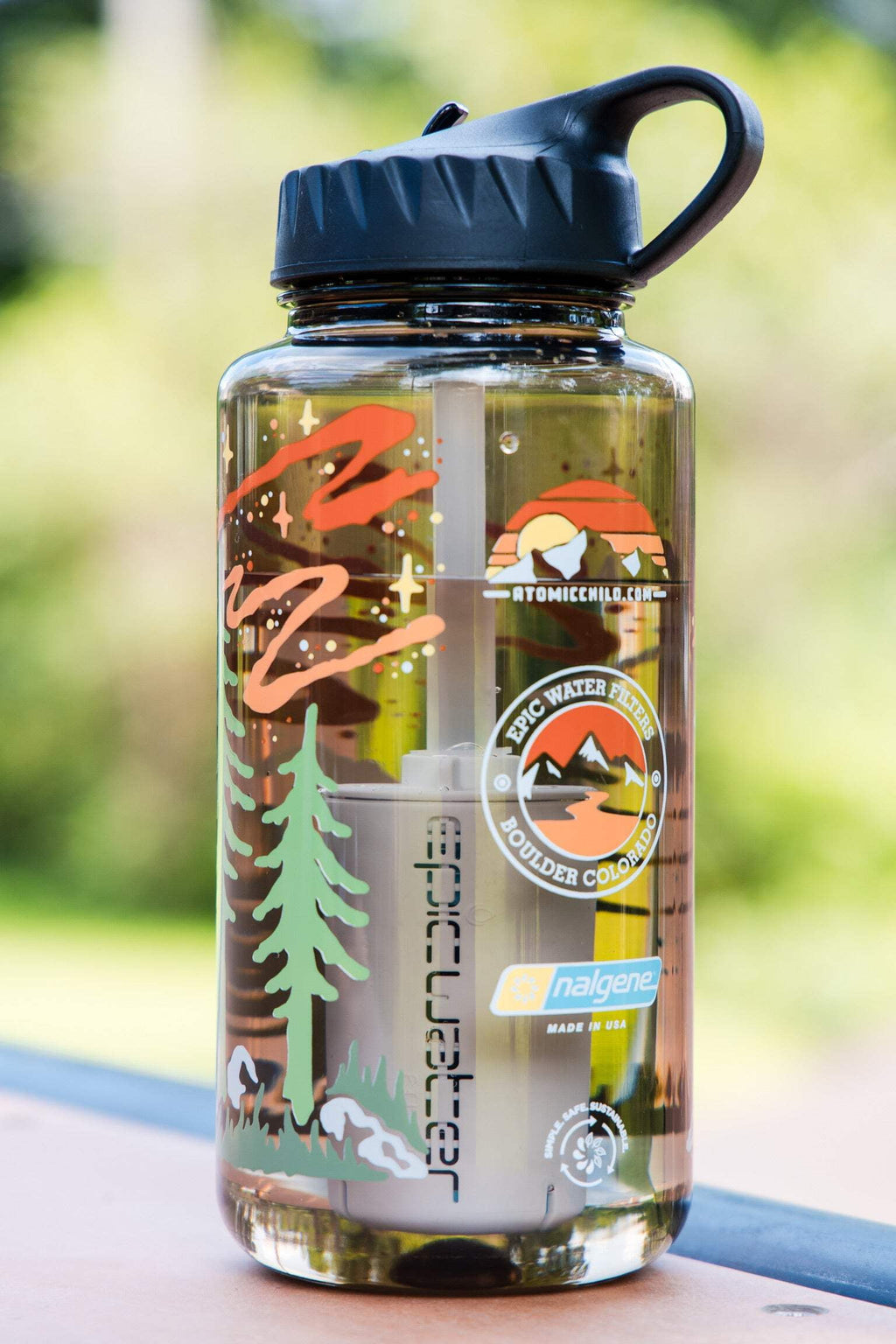 Epic Water Filters Nalgene OG Sustain Tritan USA Made Water Bottle and 75 Gallon Filter - Removes 99.99% of Water Impurities, 32oz, Atomic Child Special Edition - Pick 131