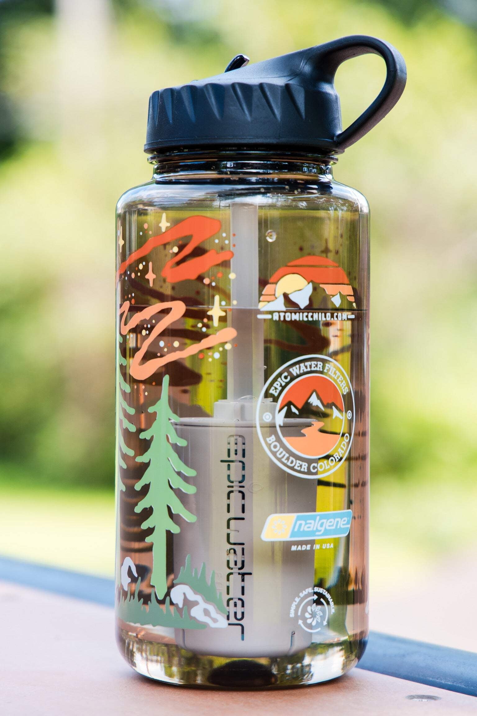 Epic Water Filters Nalgene OG Sustain Tritan USA Made Water Bottle and 75 Gallon Filter - Removes 99.99% of Water Impurities, 32oz, Atomic Child Special Edition - Pick 131