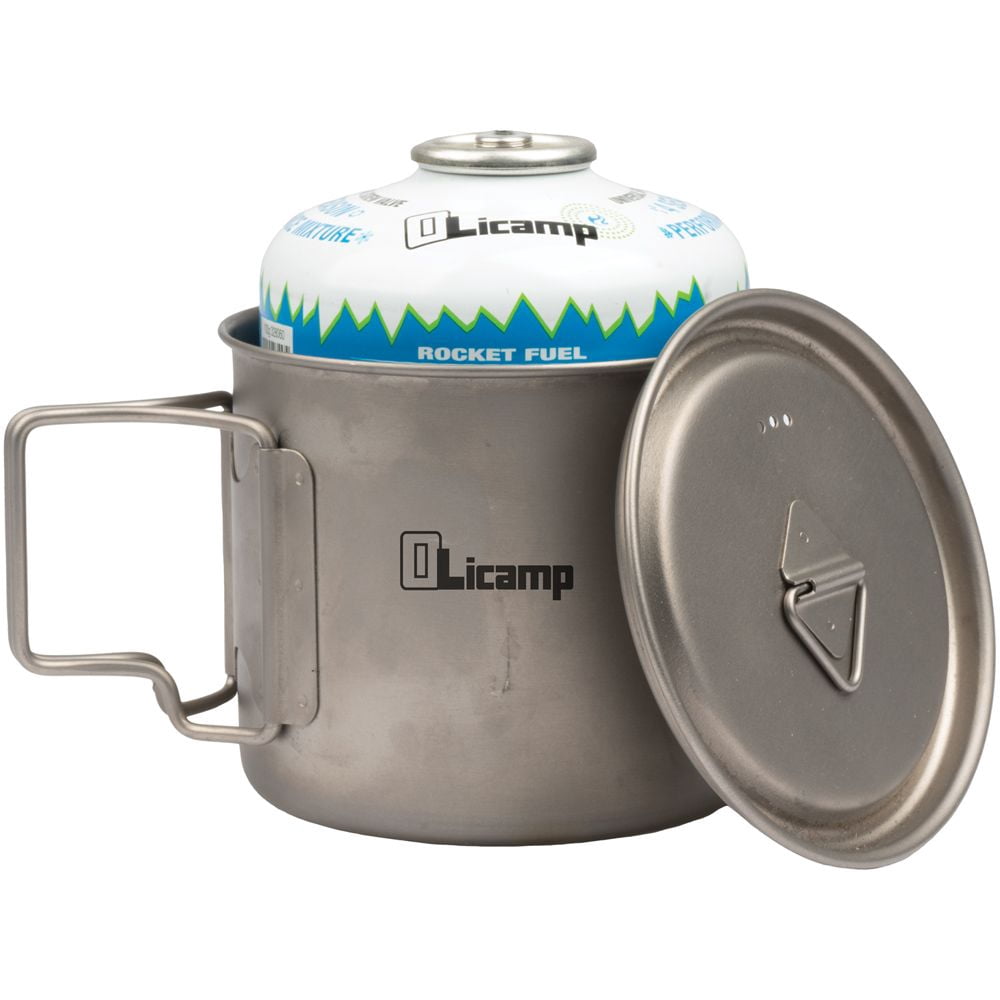 Olicamp Titanium Space Saver Mug with Lid, Nests Nalgene Bottle Inside, Lightweight and Compact, Perfect for Camping and Backpacking, 550mL - Pick 373