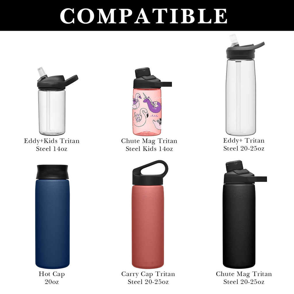 Linkidea 2 Pack Water Bottle Boot Compatible with CamelBak Eddy+20oz/25oz, Chute Mag 20oz/25oz, Carry Cap, Silicone Anti-Slip Bottle Bottom Bumper Protector (Clear White) - Pick 178