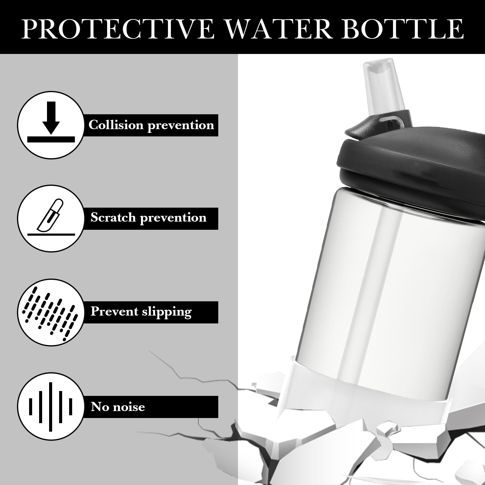 Linkidea 2 Pack Water Bottle Boot Compatible with CamelBak Eddy+20oz/25oz, Chute Mag 20oz/25oz, Carry Cap, Silicone Anti-Slip Bottle Bottom Bumper Protector (Clear White) - Pick 178