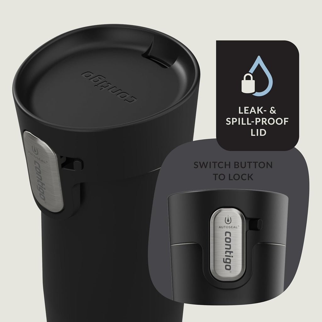 Contigo AUTOSEAL West Loop Vacuum-Insulated Stainless Steel Travel Mug with Easy-Clean Lid, 12oz, Matte Black - Pick 752