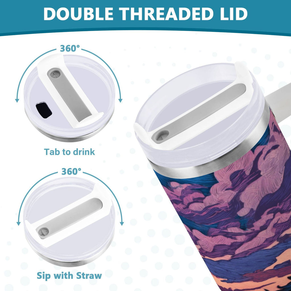 40 oz Insulated Stainless Steel Tumbler Double Wall Stainless Steel Tumbler with 2-Way Drinking Wild Horses Running - Pick 930