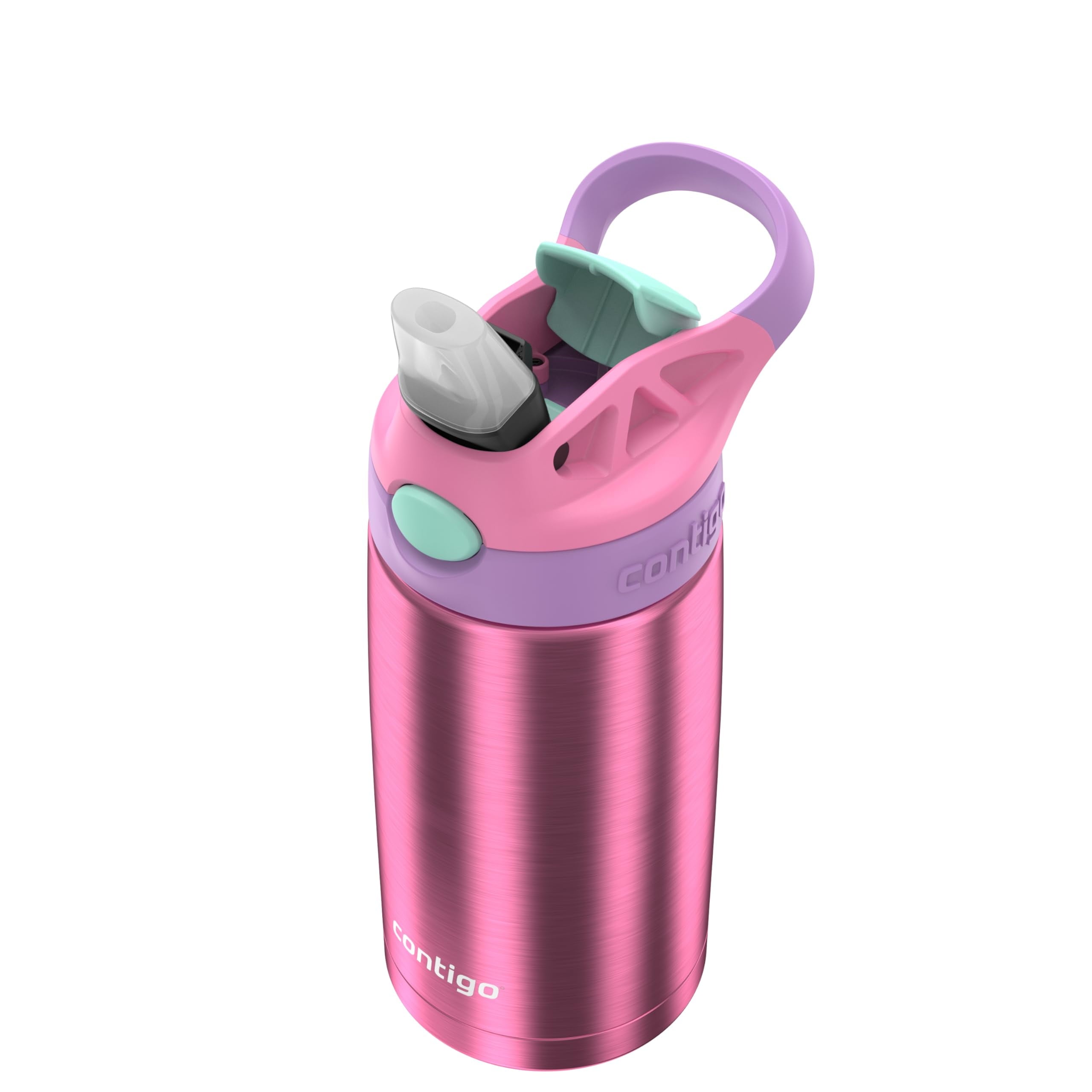Contigo Kid's 13 oz. AutoSpout Straw Water Bottle - Stainless Steel/Azalea/Pansy - Pick 160
