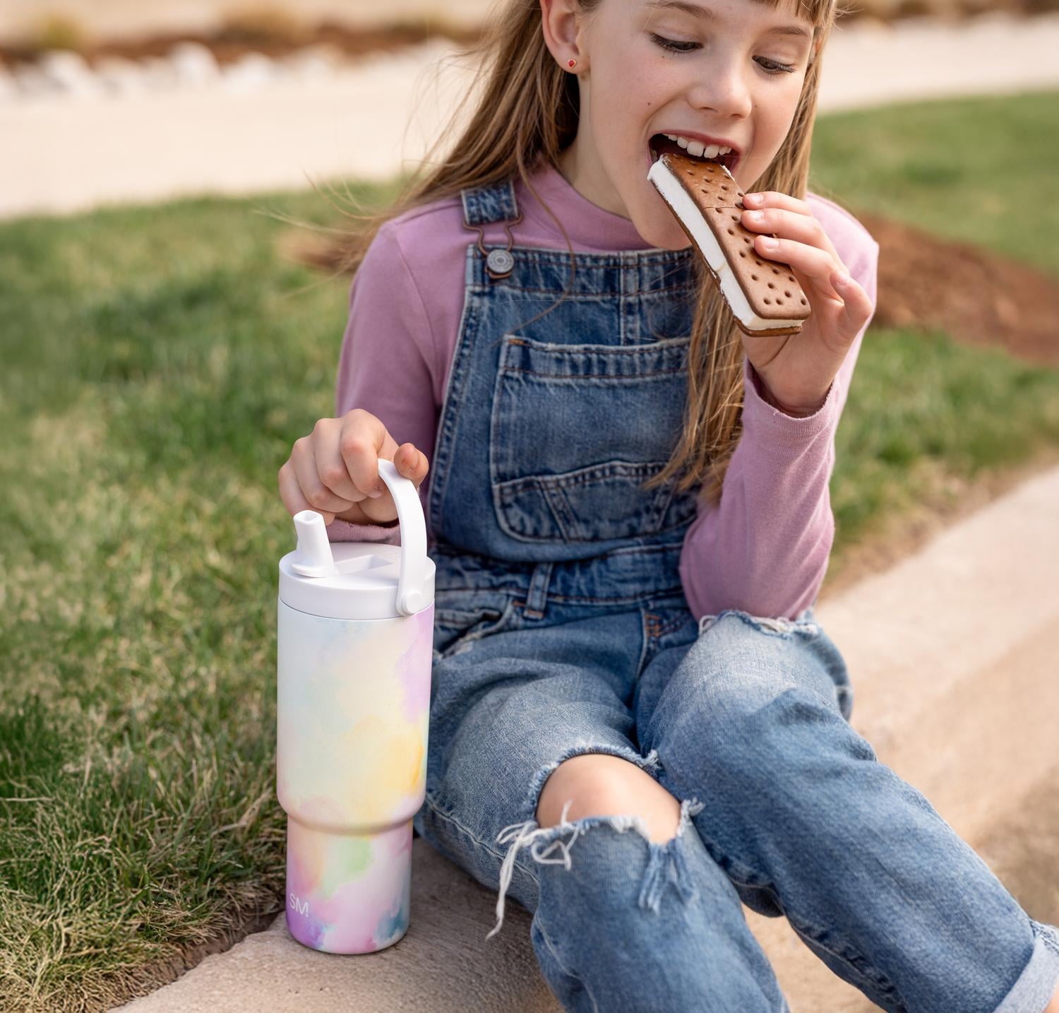 Simple Modern 24 fl oz Insulated Stainless Steel Trek Pivot Tumbler with Straw Lid and Top Handle|Cotton Candy Tie Dye - Pick 348