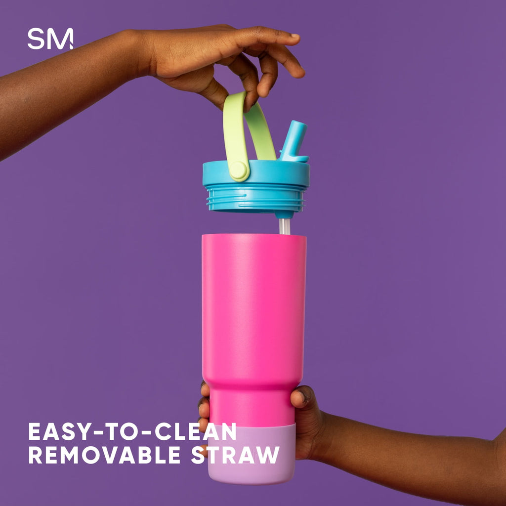 Simple Modern 24 fl oz Insulated Stainless Steel Trek Pivot Tumbler with Straw Lid and Top Handle|Cotton Candy Tie Dye - Pick 348