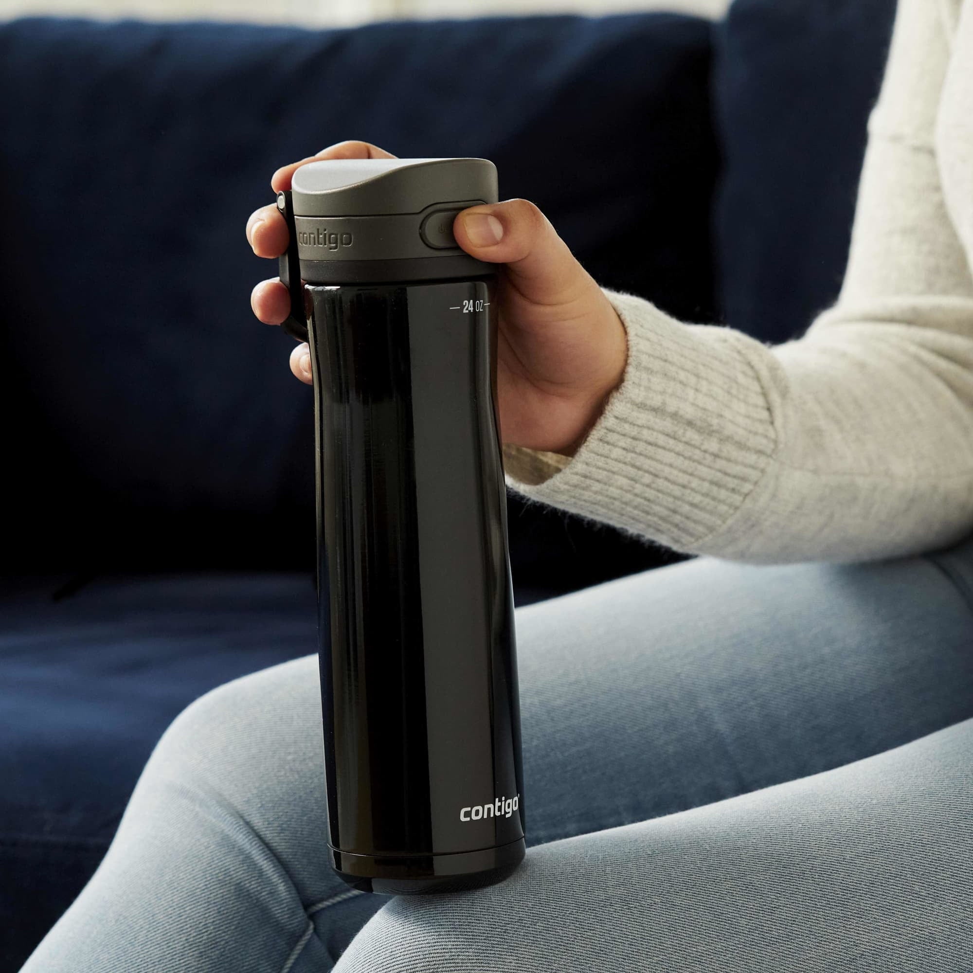 Contigo Jackson Chill Bundle 2 Water Bottles Black 24oz and Blueberry 20oz with Autopop Lid - Pick 259