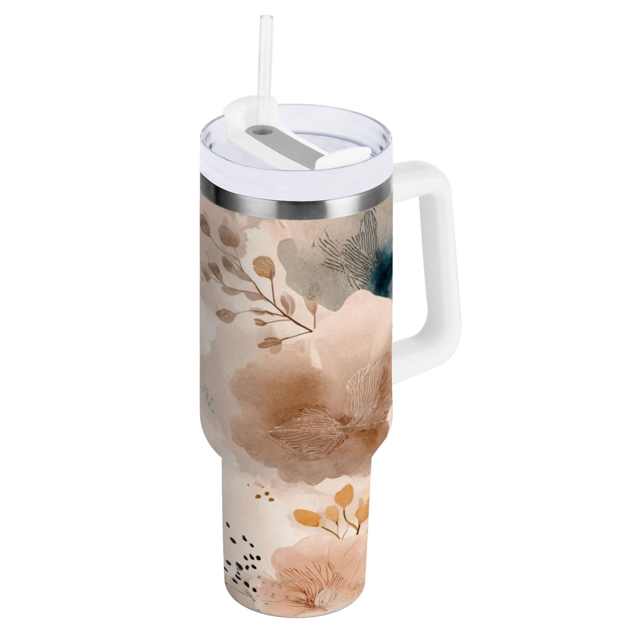 30 oz Insulated Stainless Steel Tumbler Double Wall Stainless Steel Tumbler with 2-Way Drinking Hazy Ethereal Flowers - Pick 982