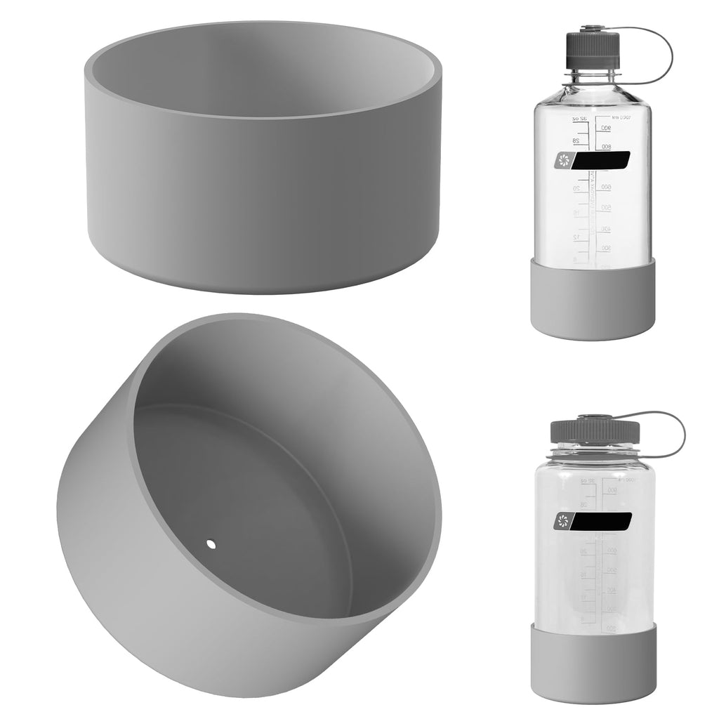 Linkidea 2 Pack Water Bottle Boot Compatible with Nalgene Sustain Wide Mouth 32oz/48oz, Narrow Mouth 32oz, Silicone Anti-Slip Bottle Bottom Bumper Protector (Grey) - Pick 665