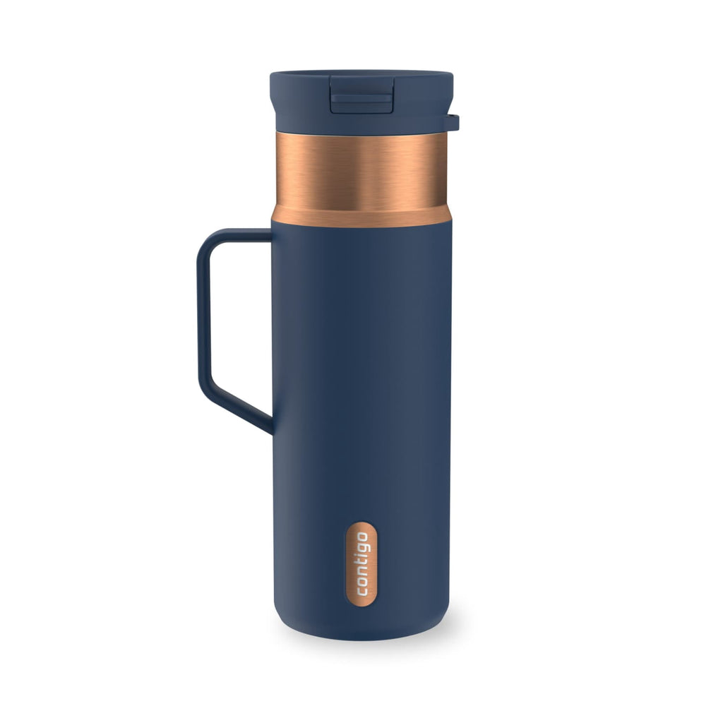 Contigo SnapSeal Leakproof Stainless Steel Reusable Water Bottle Tumbler with Side Handle, Dark Blue/Bronze, 20 oz - Pick 159