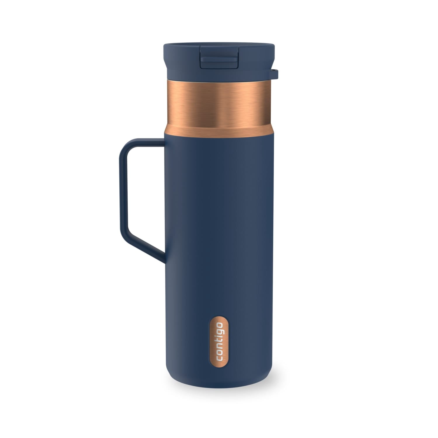 Contigo SnapSeal Leakproof Stainless Steel Reusable Water Bottle Tumbler with Side Handle, Dark Blue/Bronze, 20 oz - Pick 159