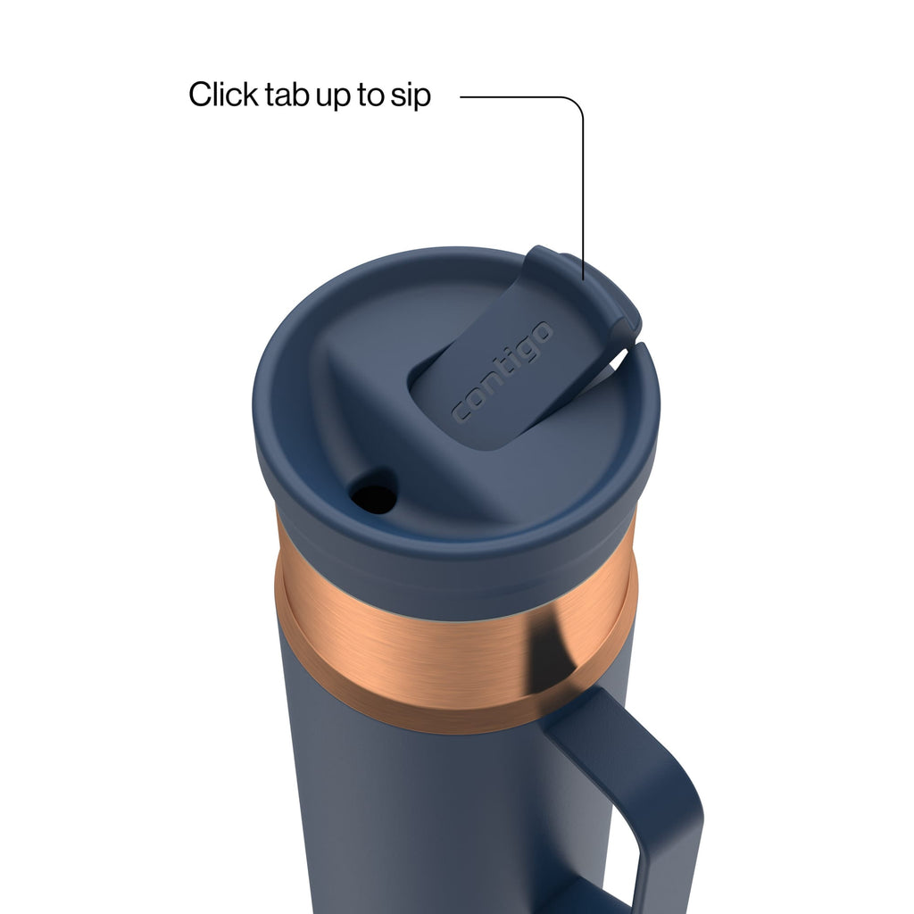 Contigo SnapSeal Leakproof Stainless Steel Reusable Water Bottle Tumbler with Side Handle, Dark Blue/Bronze, 20 oz - Pick 159
