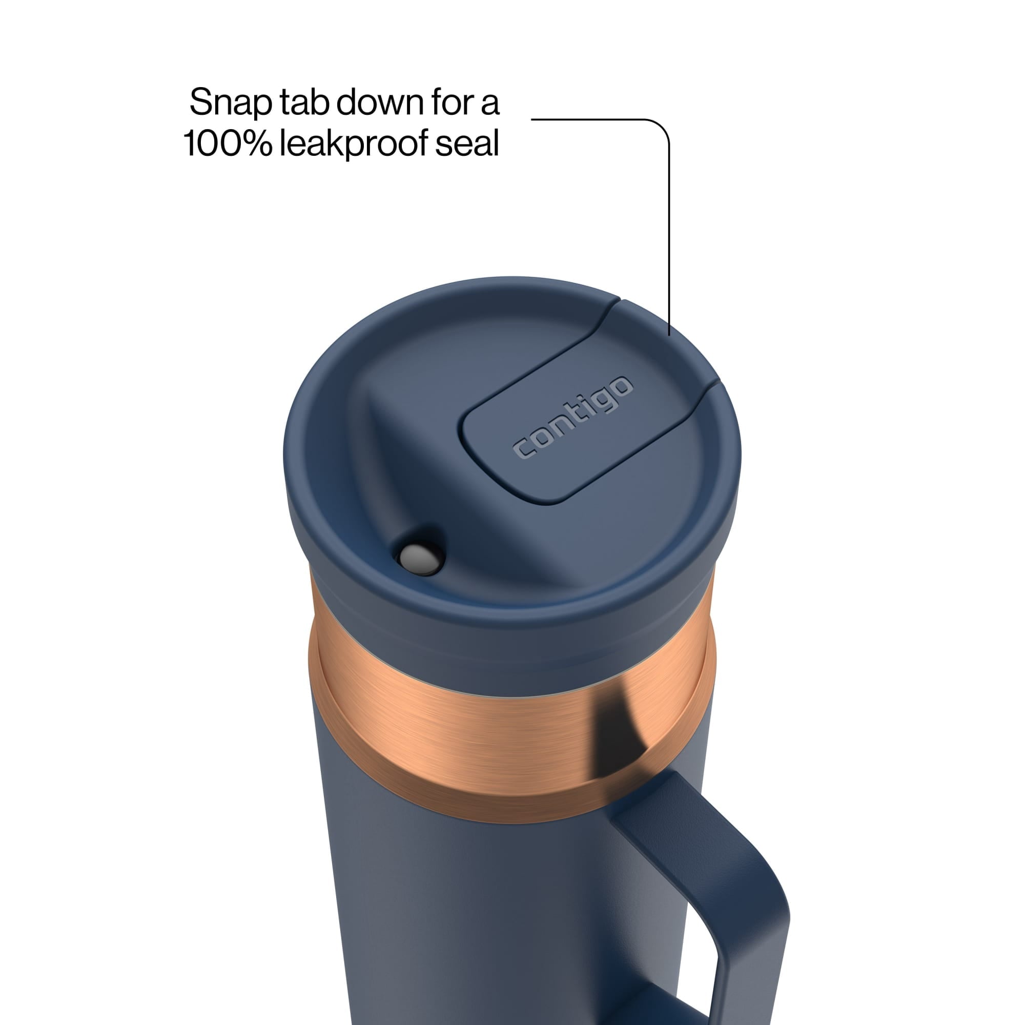Contigo SnapSeal Leakproof Stainless Steel Reusable Water Bottle Tumbler with Side Handle, Dark Blue/Bronze, 20 oz - Pick 159