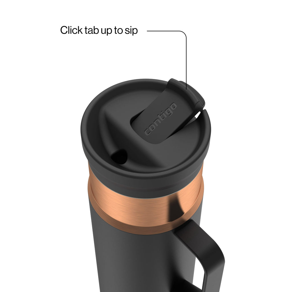 Contigo SnapSeal Leakproof Stainless Steel Reusable Water Bottle Tumbler with Side Handle, Dark Blue/Bronze, 20 oz - Pick 159