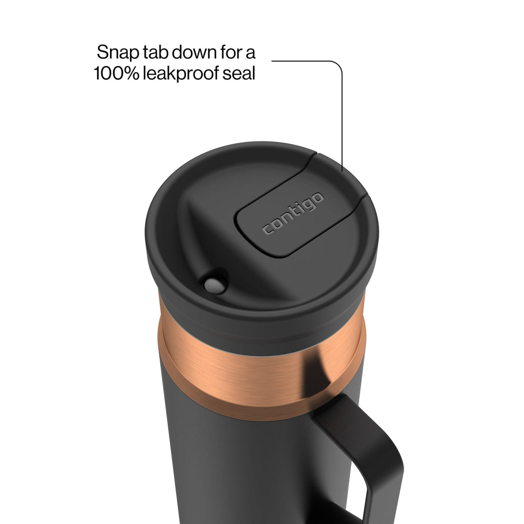 Contigo SnapSeal Leakproof Stainless Steel Reusable Water Bottle Tumbler with Side Handle, Dark Blue/Bronze, 20 oz - Pick 159