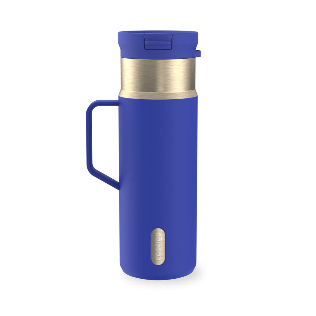 Contigo SnapSeal Leakproof Stainless Steel Reusable Water Bottle Tumbler with Side Handle, Dark Blue/Bronze, 20 oz - Pick 159