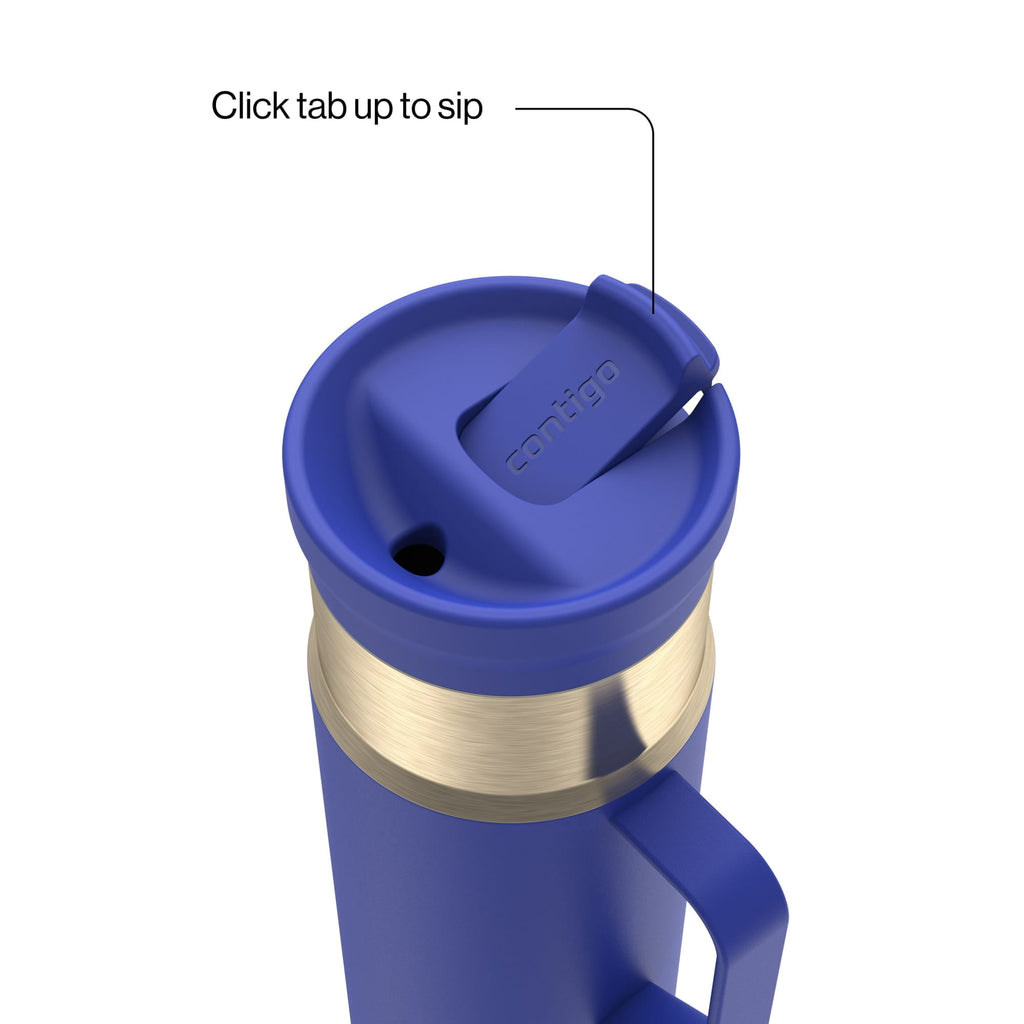Contigo SnapSeal Leakproof Stainless Steel Reusable Water Bottle Tumbler with Side Handle, Dark Blue/Bronze, 20 oz - Pick 159
