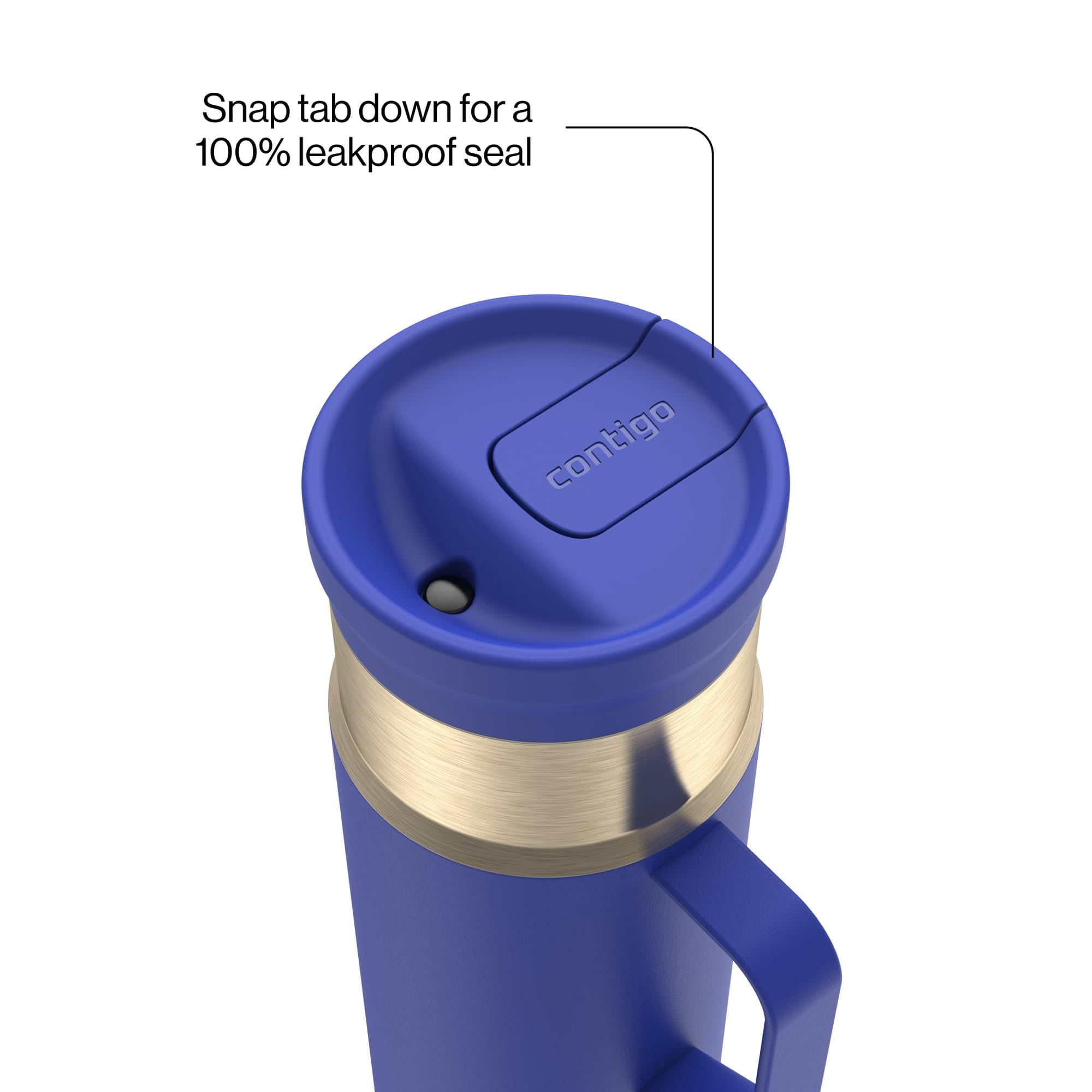 Contigo SnapSeal Leakproof Stainless Steel Reusable Water Bottle Tumbler with Side Handle, Dark Blue/Bronze, 20 oz - Pick 159