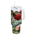 40 oz Insulated Stainless Steel Tumbler Double Wall Stainless Steel Tumbler with 2-Way Drinking Floral Pattern with Roses - Pick 361