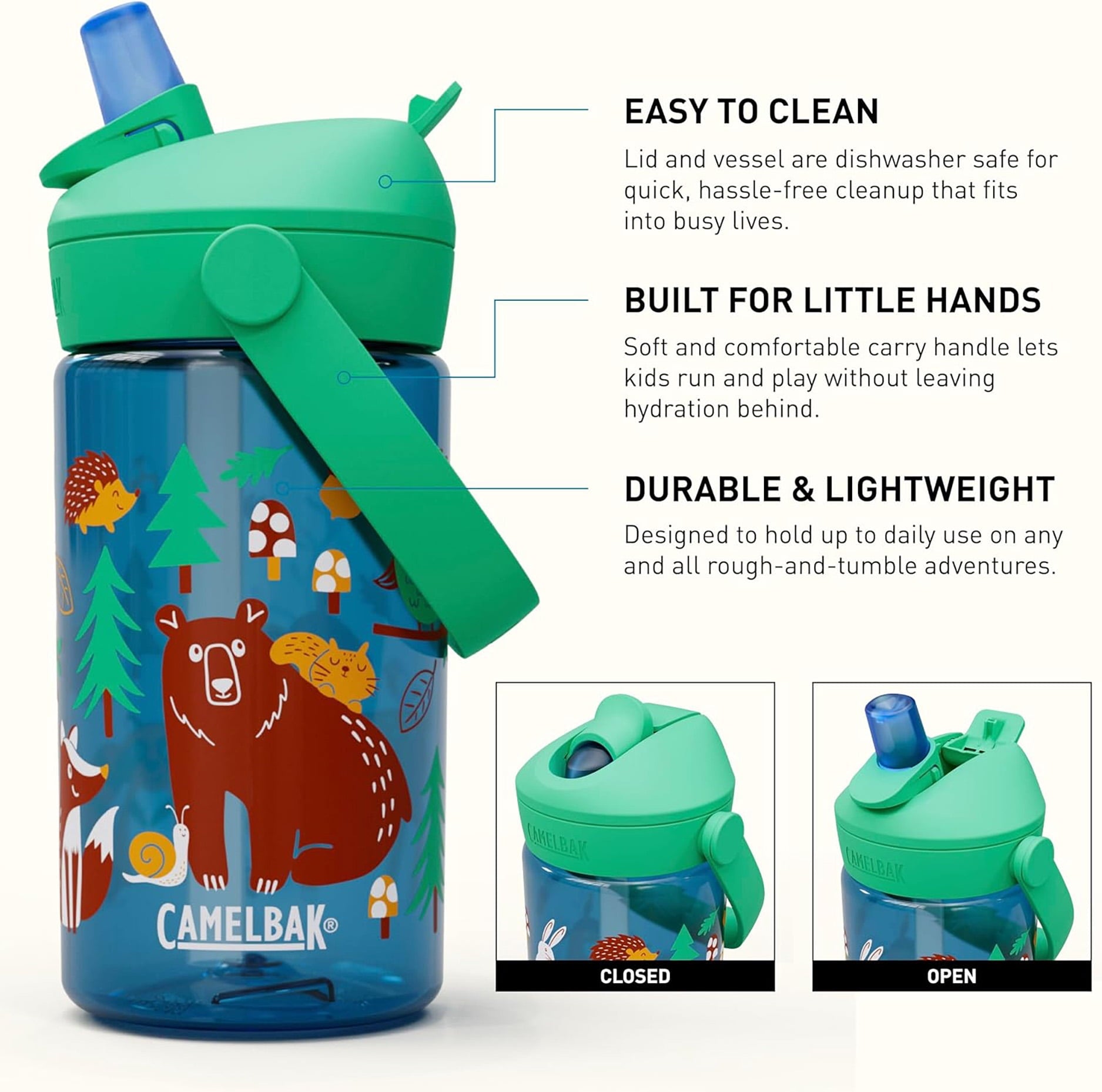 Camelbak Thrive™ Flip Straw Kids 14oz Bottle, Friendly Forest - Pick 129