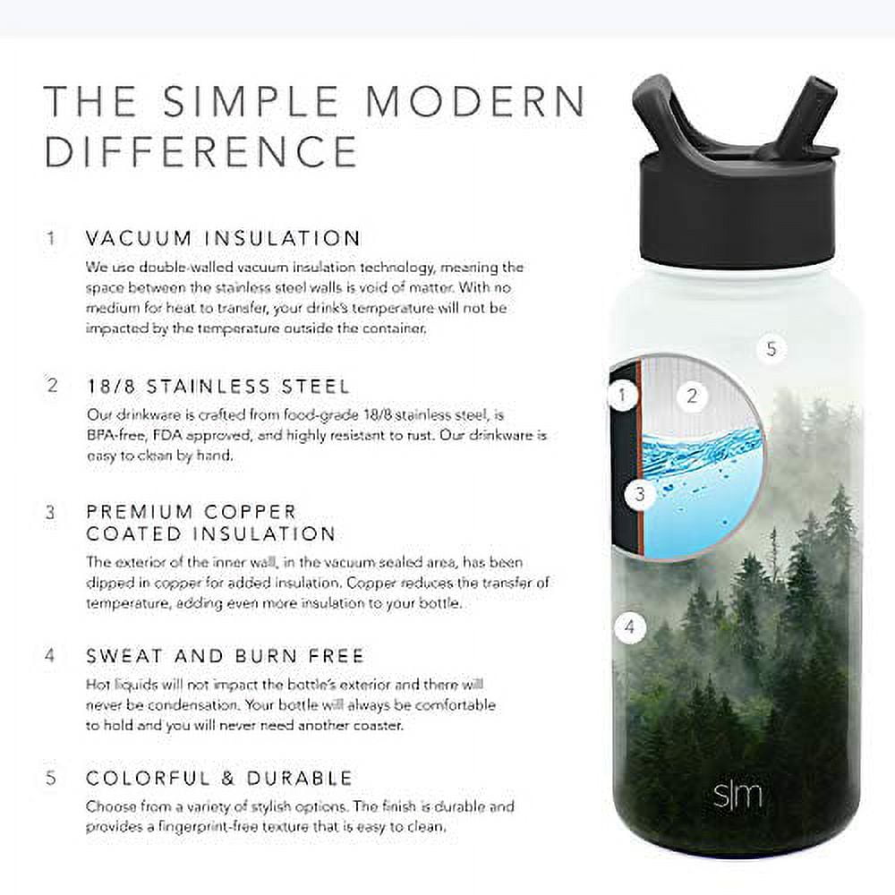 Simple Modern Summit Water Bottle Straw Lid Vacuum Insulated Stainless Steel Bottle | 18 fl oz - Pick 325