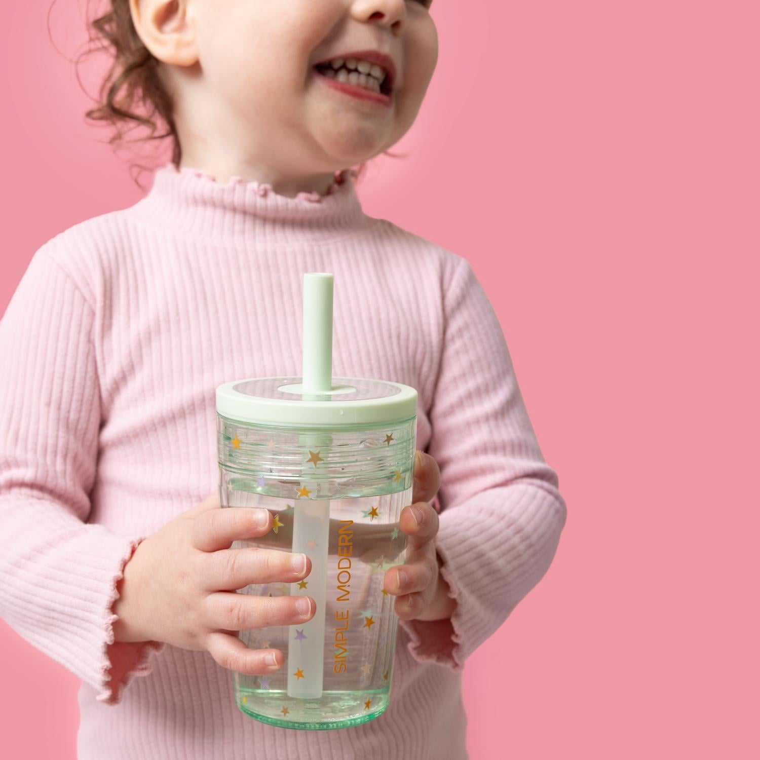 Simple Modern 12 fl oz Tritan Plastic Junior Tumbler with Silicone Straw Lid for Toddlers | Stars - Pick 382