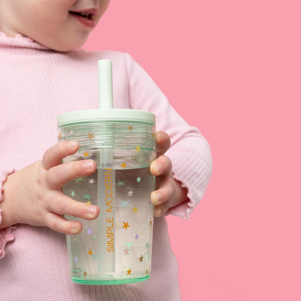 Simple Modern 12 fl oz Tritan Plastic Junior Tumbler with Silicone Straw Lid for Toddlers | Stars - Pick 382
