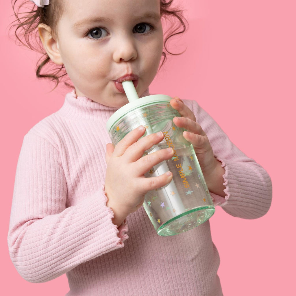 Simple Modern 12 fl oz Tritan Plastic Junior Tumbler with Silicone Straw Lid for Toddlers | Stars - Pick 382