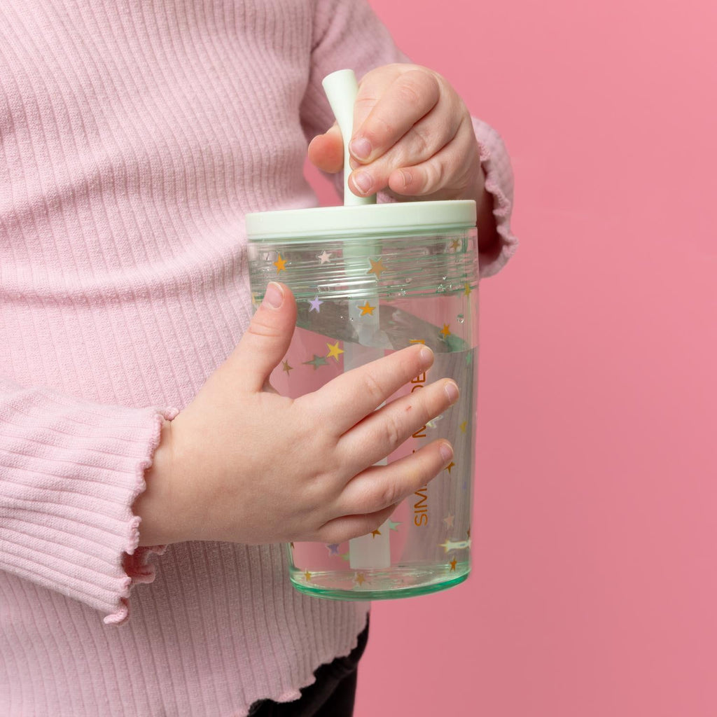 Simple Modern 12 fl oz Tritan Plastic Junior Tumbler with Silicone Straw Lid for Toddlers | Stars - Pick 382