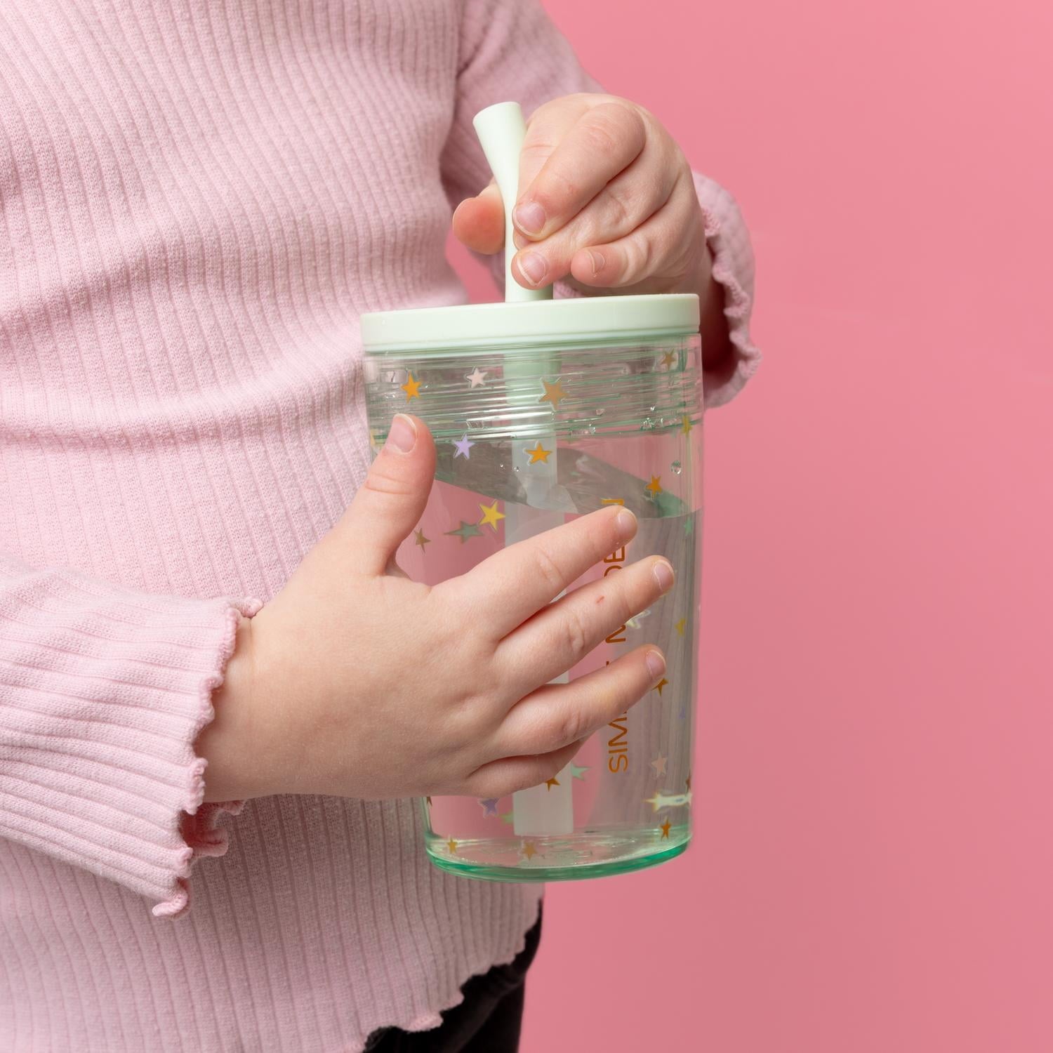 Simple Modern 12 fl oz Tritan Plastic Junior Tumbler with Silicone Straw Lid for Toddlers | Stars - Pick 382
