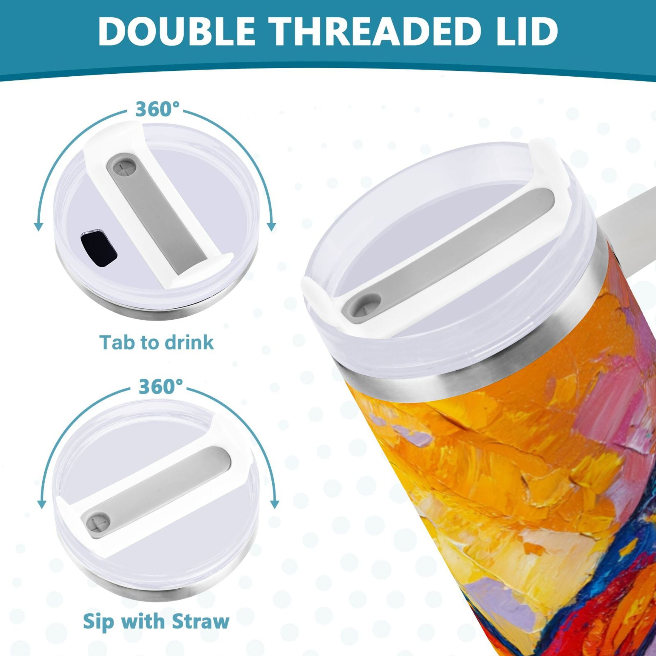 30 oz Insulated Stainless Steel Tumbler Double Wall Stainless Steel Tumbler with 2-Way Drinking Colorful Butterfly Flying - Pick 408