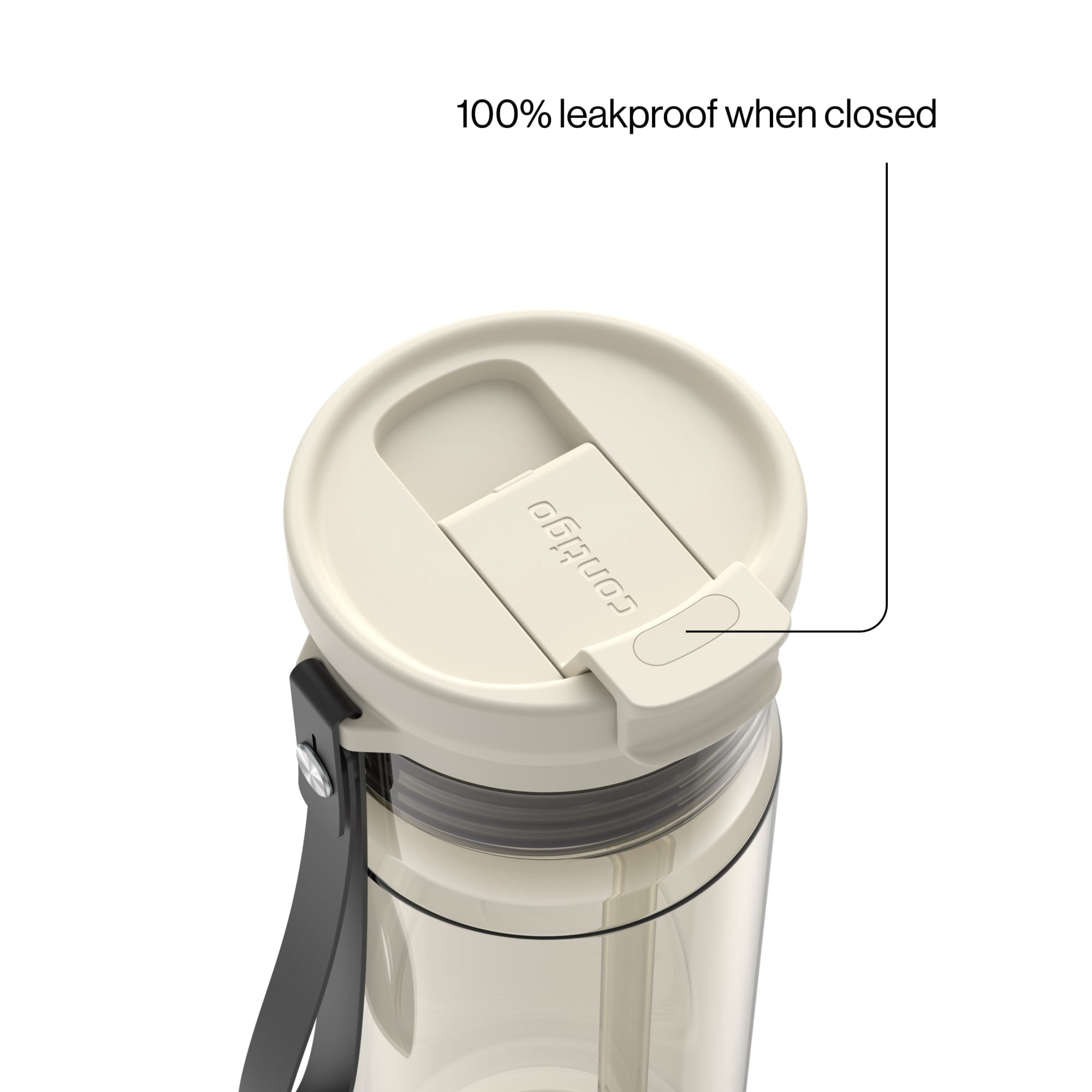 Contigo DualSip Leakproof Plastic Reusable Water Bottle with Carrying Strap, Black/Clear, 24 oz - Pick 307