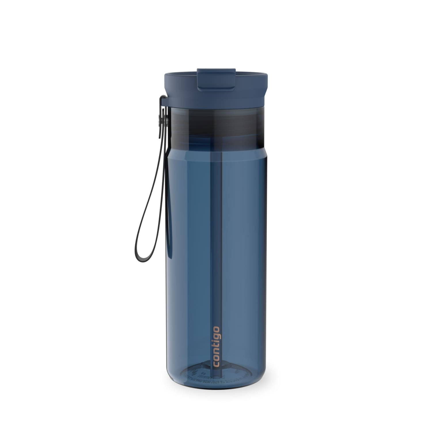 Contigo DualSip Leakproof Plastic Reusable Water Bottle with Carrying Strap, Black/Clear, 24 oz - Pick 307