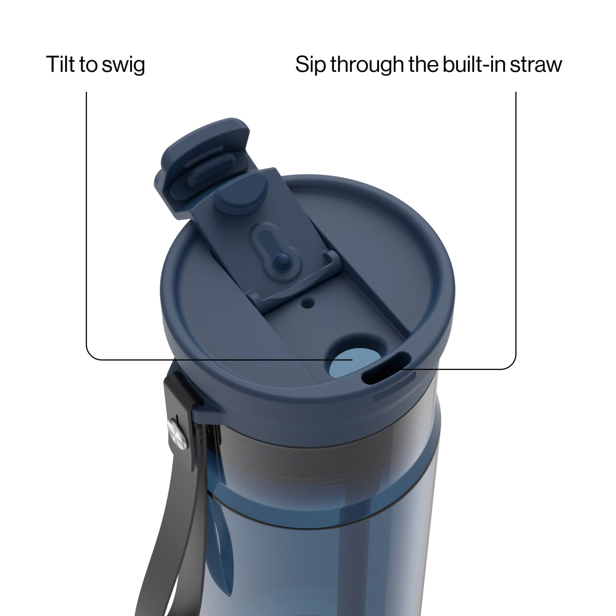 Contigo DualSip Leakproof Plastic Reusable Water Bottle with Carrying Strap, Black/Clear, 24 oz - Pick 307