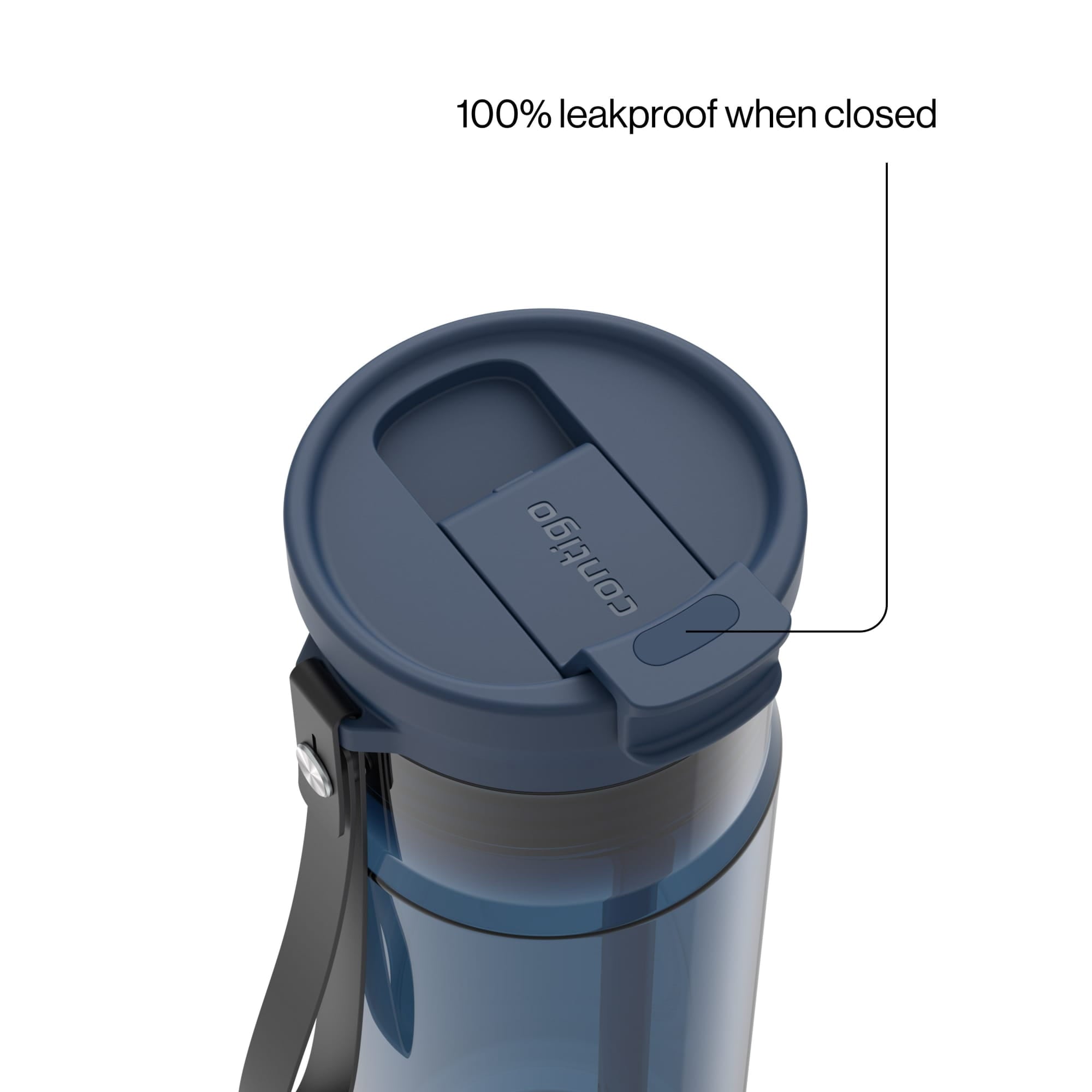 Contigo DualSip Leakproof Plastic Reusable Water Bottle with Carrying Strap, Black/Clear, 24 oz - Pick 307