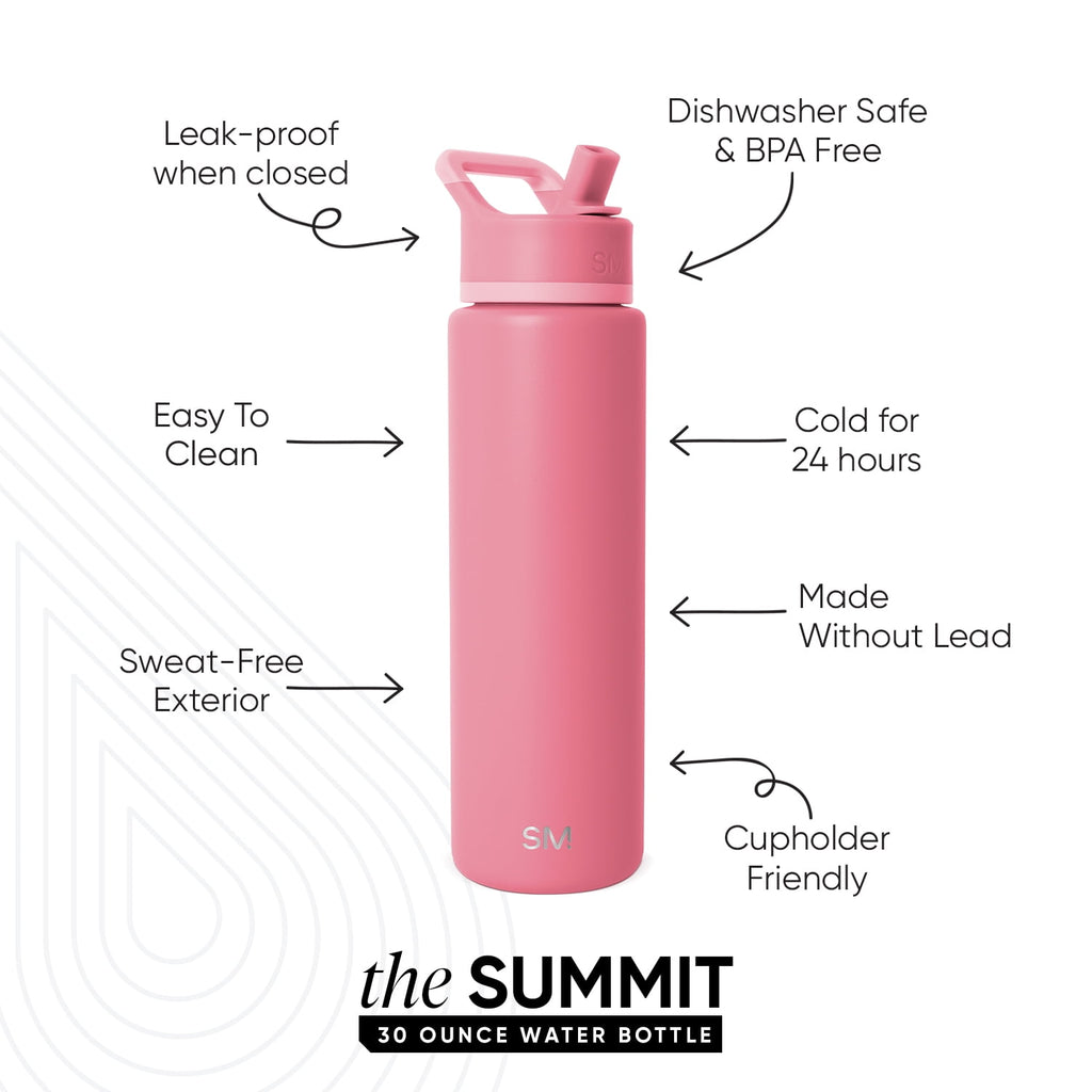 Simple Modern 30 fl oz Insulated Stainless Steel Summit Wide Mouth Water Bottle with Straw Lid | Slumberland - Pick 504