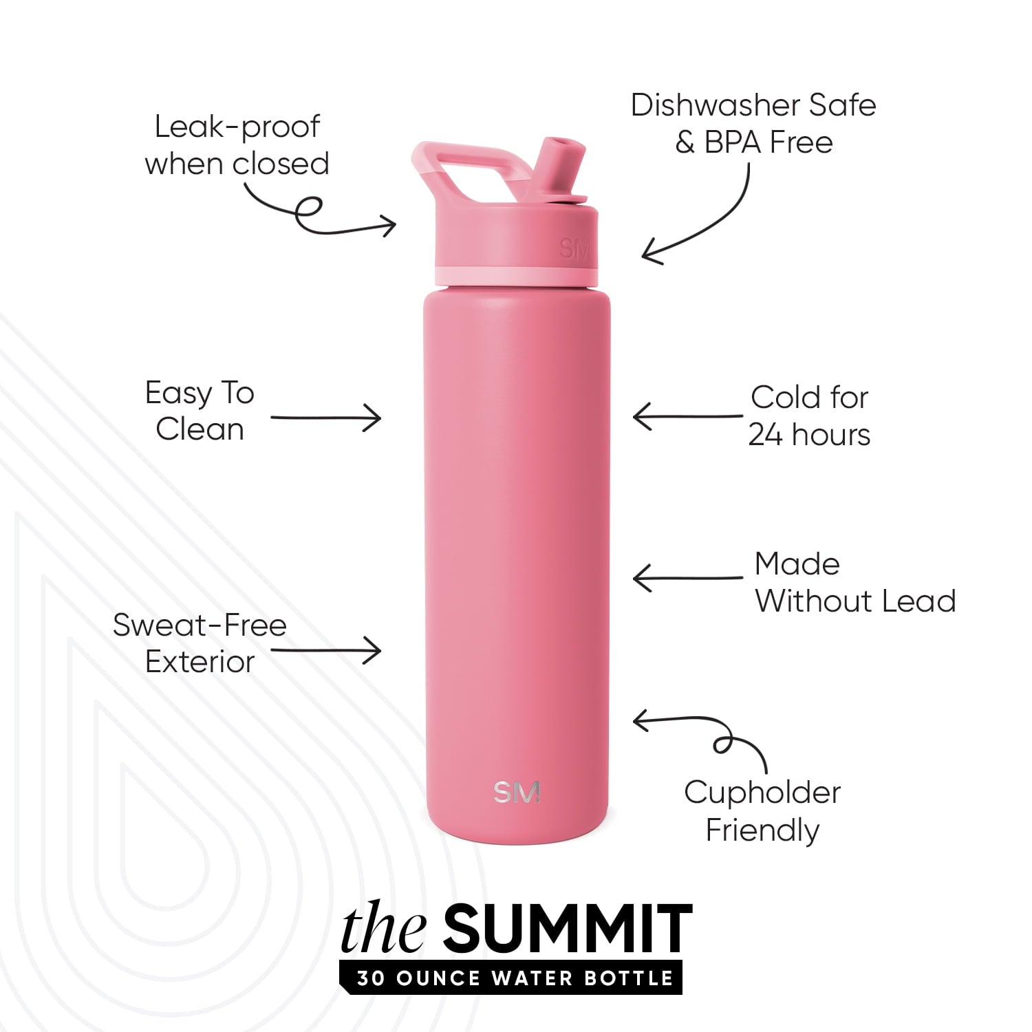 Simple Modern 30 fl oz Insulated Stainless Steel Summit Wide Mouth Water Bottle with Straw Lid | Slumberland - Pick 504