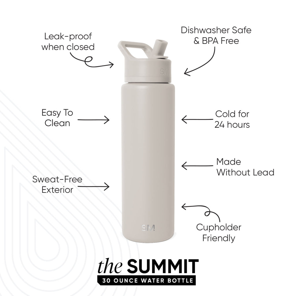 Simple Modern 30 fl oz Insulated Stainless Steel Summit Wide Mouth Water Bottle with Straw Lid | Slumberland - Pick 504