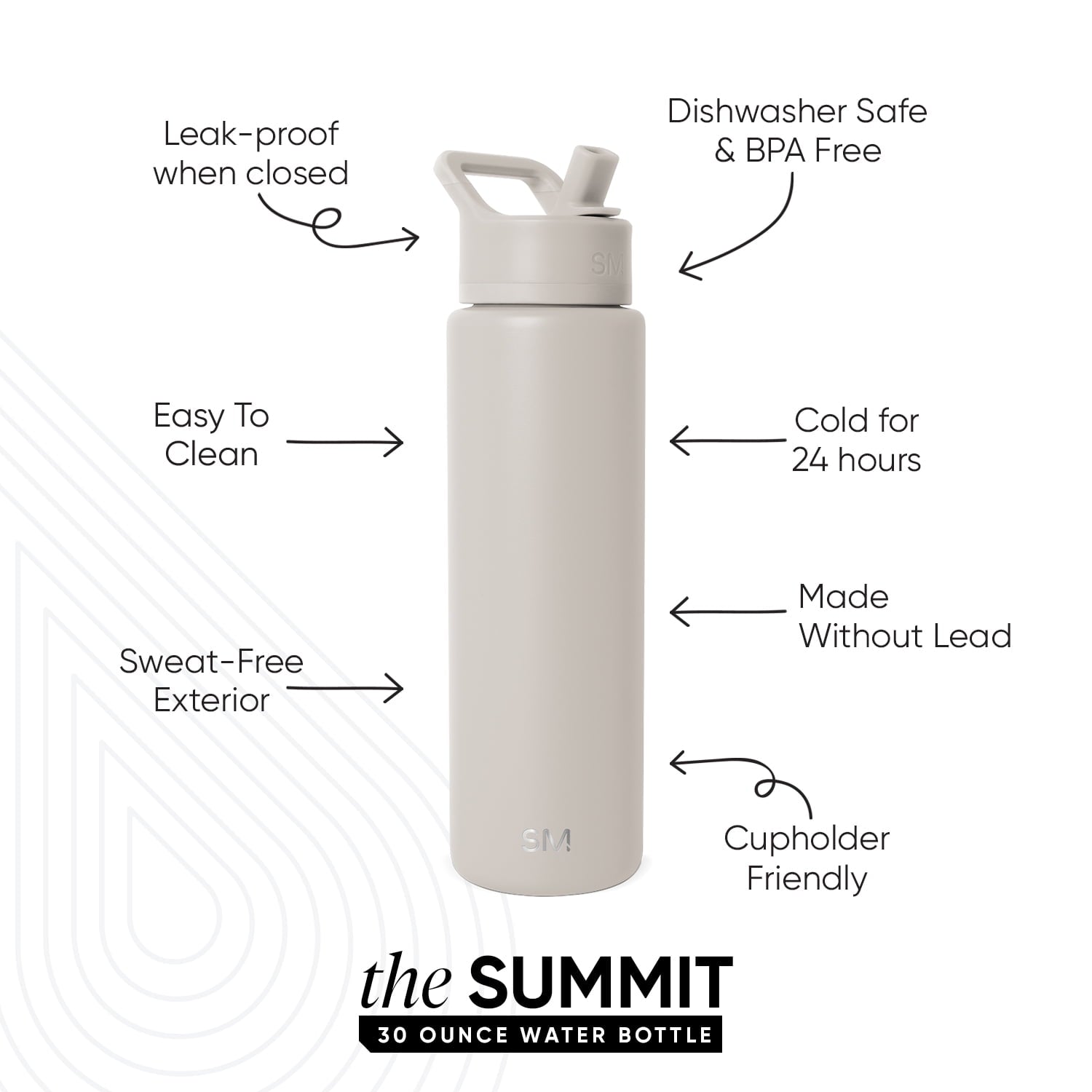 Simple Modern 30 fl oz Insulated Stainless Steel Summit Wide Mouth Water Bottle with Straw Lid | Slumberland - Pick 504