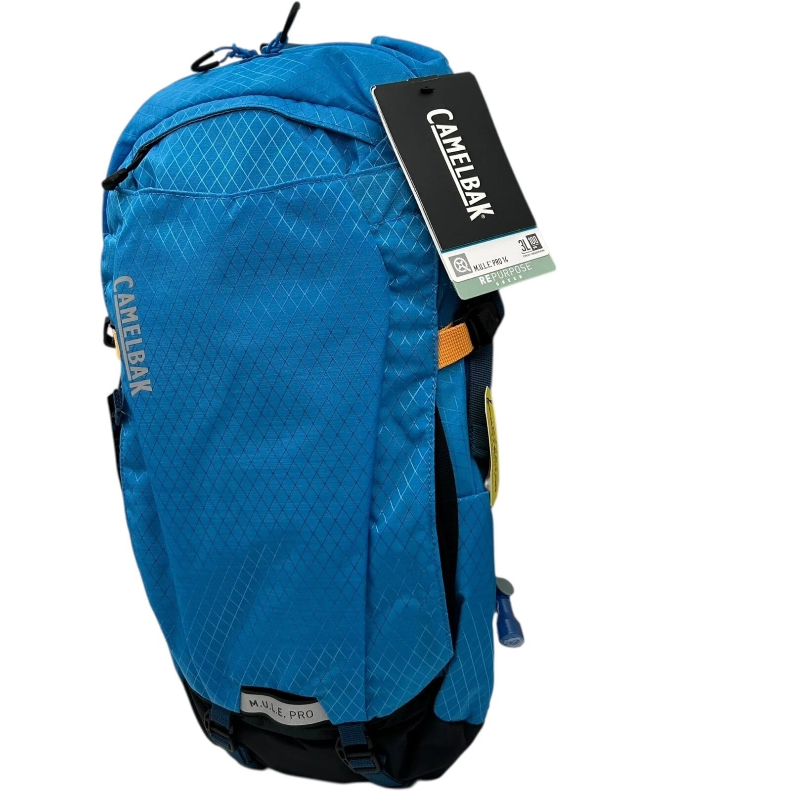 CAMELBAK M.U.L.E Pro 14L Bike Hydration Backpack 100 oz, Ibiza Blue/Orange - Pick 240