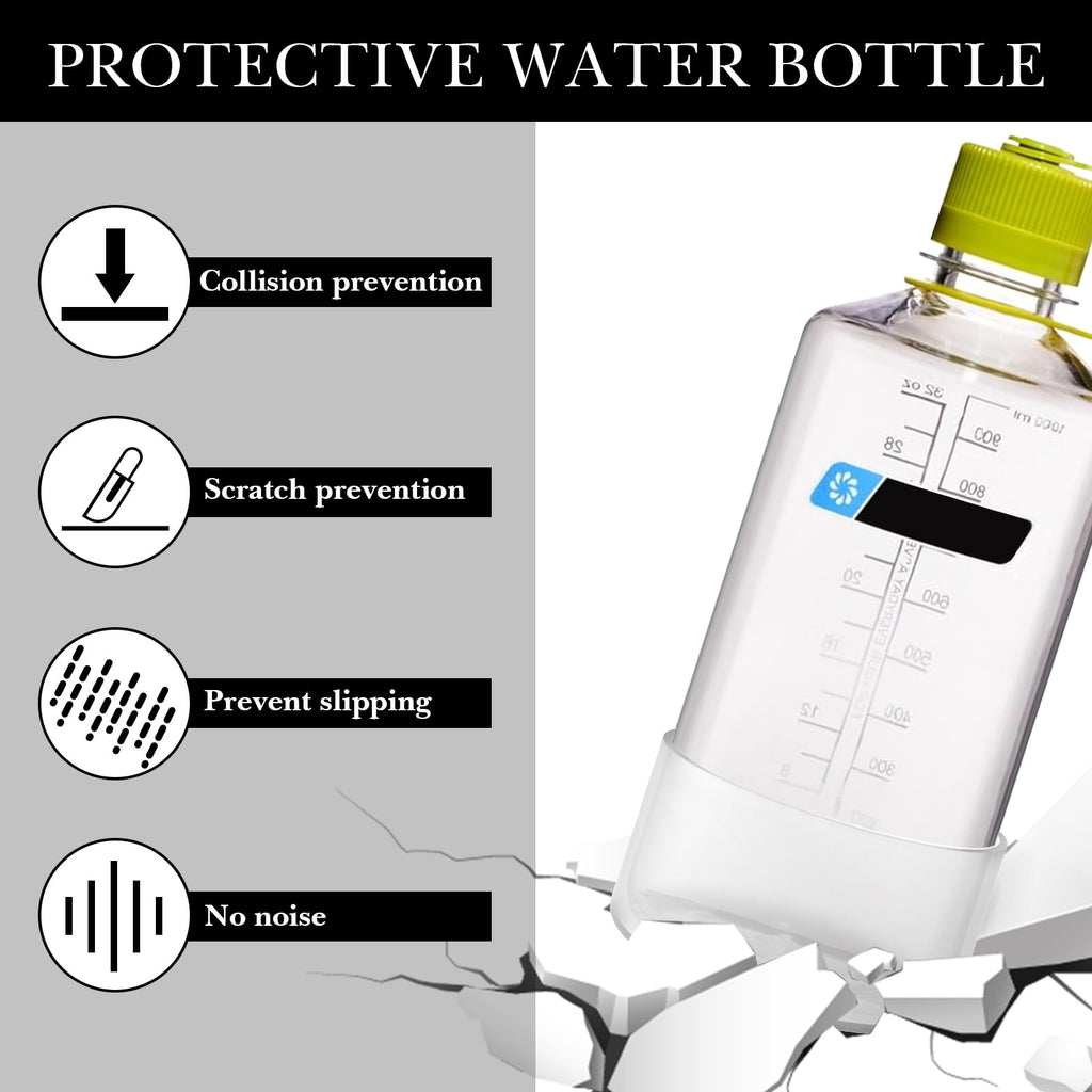 Linkidea 2 Pack Water Bottle Boot Compatible with Nalgene Sustain Wide Mouth 32oz/48oz, Narrow Mouth 32oz, Silicone Anti-Slip Bottle Bottom Bumper Protector (Clear White) - Pick 306