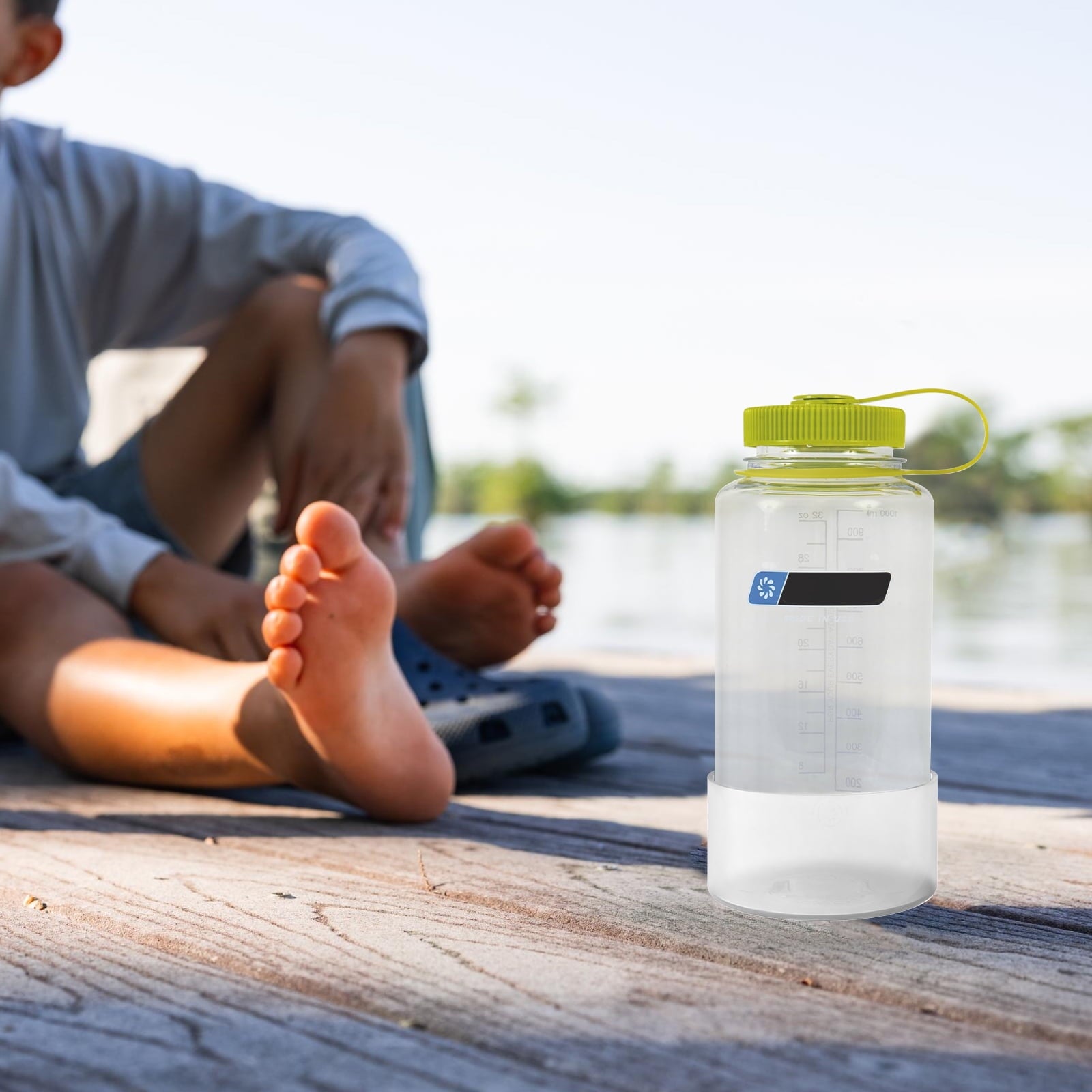 Linkidea 2 Pack Water Bottle Boot Compatible with Nalgene Sustain Wide Mouth 32oz/48oz, Narrow Mouth 32oz, Silicone Anti-Slip Bottle Bottom Bumper Protector (Clear White) - Pick 306