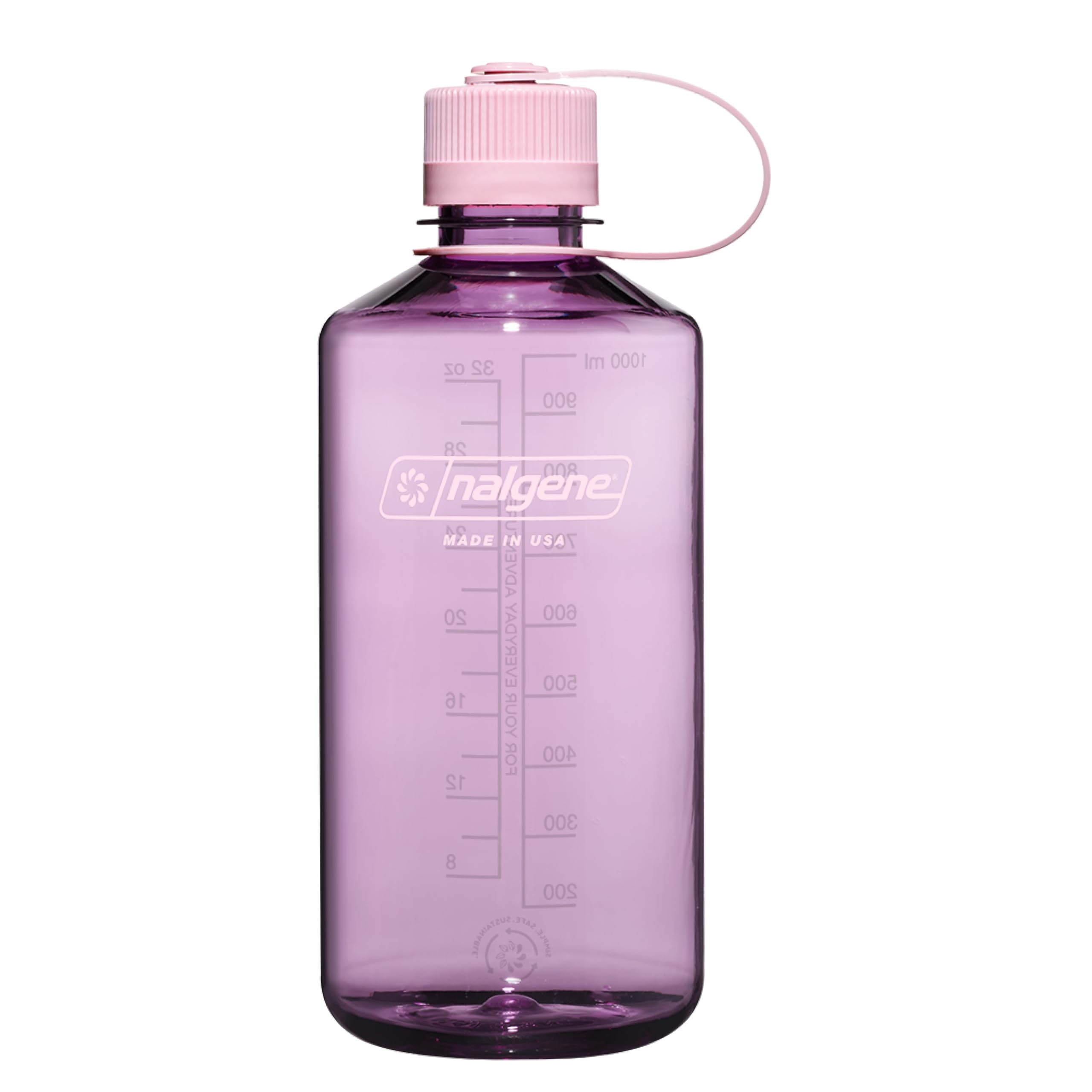 Nalgene Sustain Tritan BPA-Free Water Bottle Made with Material Derived from 50% Plastic Waste (using ISCC certified mass balance), 32 OZ, Narrow Mouth, Cherry Blossom - Pick 370