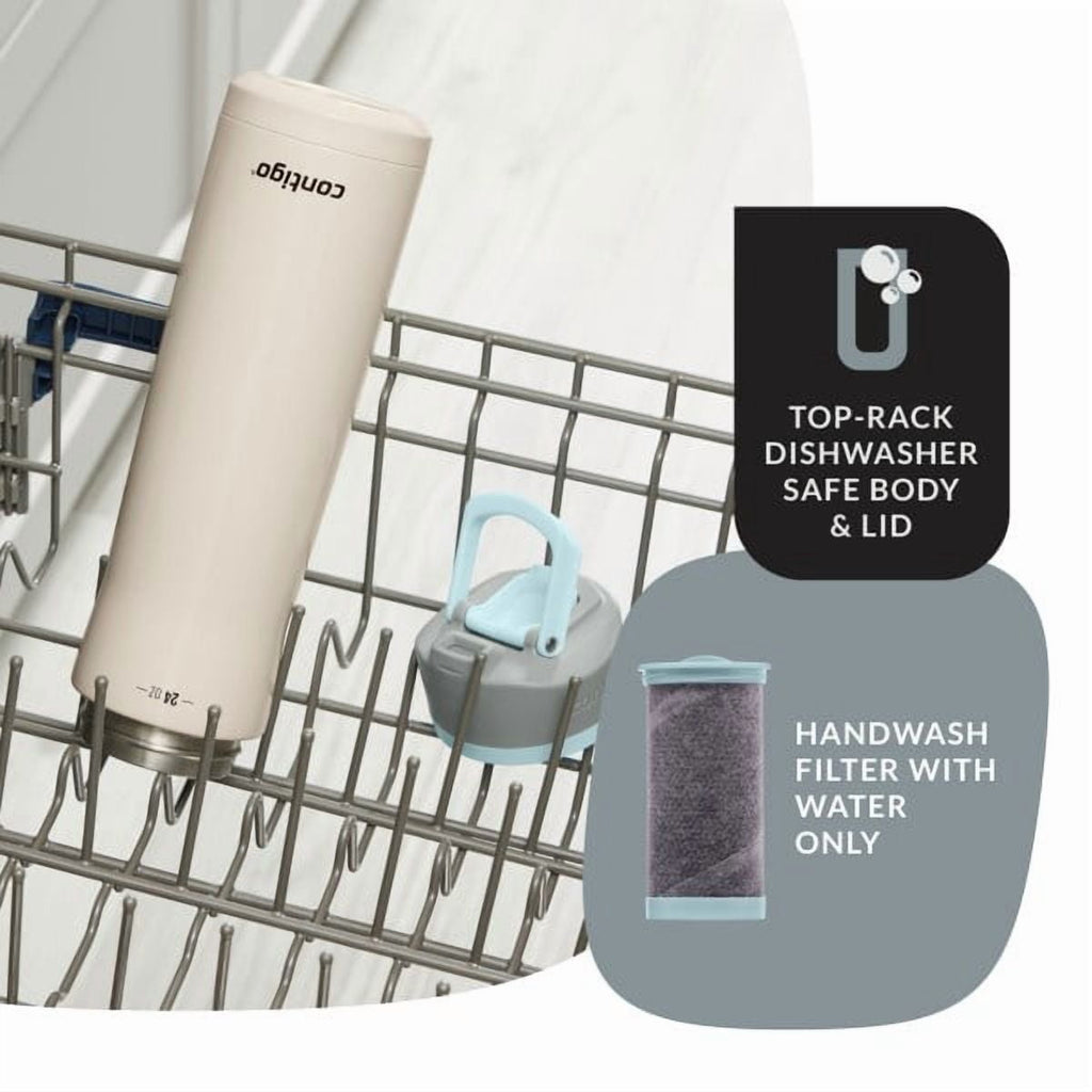 Contigo Clybourn Chill Stainless Steel FreeFlow Filter Water Bottle with AUTOSEAL, 24oz Salt - Pick 256